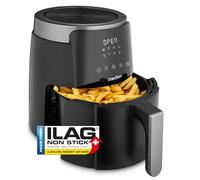 MEDION Freidora de aire caliente P40 L (4,7 litros, 1500 vatios, fácil manejo, freír sin aceite, temporizador de 60 minutos, hasta 200° C, revestimiento antiadherente, MD13030) negro
