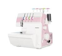 MEDION Máquina de coser overlock SO90 (eléctrica, 90 vatios, luz LED, corte en un paso, numerosos accesorios, MD19169) rosa