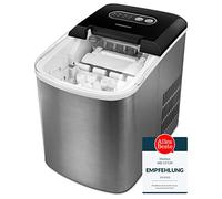 MEDION MD 17739 - Fabricador de cubitos de hielo, depósito de agua de 2.2 litros, 2 tamaños de cubitos de hielo, panel de mando electrónico, acero inoxidable