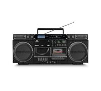 MEDION P66538 Reproductor de Casete (Retro Ghettoblaster con Reproductor de CD, años 80, Grande, USB, SD, CD, Casete MC, Antena telescópica de Radio Dab+, Bluetooth, pletina de Casete