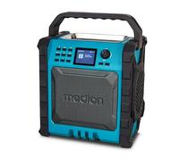 MEDION P66896 Radio de Obra (Dab Plus, Dab+/UKW, batería integrada, Pantalla en Color, Bluetooth, función de Banco de energía, IP54, Robusto