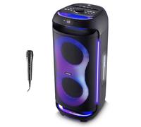 MEDION PE-2 Plus Partybox batería con micrófono - Altavoz Grande | Equipo de fiesta con karaoke, luces, entradas micro y guitarra, Bluetooth portátil, AUX, USB