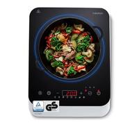 MEDION Placa de inducción (individual, 2000 vatios, placa de inducción, 8 programas automáticos, detección automática de ollas, sensor táctil, pantalla LED, 10 ajustes de temperatura, placa de cristal