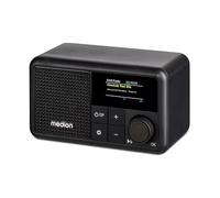 MEDION S66822 Mini Radio Dab+ portátil con Bluetooth (batería Recargable, Pantalla a Color Regulable, Antena telescópica, Temporizador de Apagado, Despertador, Snooze, AUX, USB-C) Negro