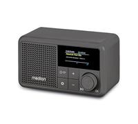 MEDION S66822 Mini Radio Dab+ portátil con Bluetooth (batería Recargable, Pantalla a Color Regulable, Antena telescópica, Temporizador de Apagado, Despertador, Snooze, AUX, USB-C) Gris