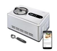 MEDION smart ice cream maker with compressor (self-cooling, app control incl. recetas de helado, pantalla LED, 2 litros, helado de yogur, acero inoxidable, MD12170)