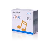 Medios CD-R de m sica Memorex de 700 MB/80 minutos y 40x (paquete de 10 con estuches delgados)