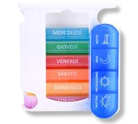 MEDIPILL - Torre de dosificación semanal italiana | Organización semanal de medicamentos | 7 días | 4 momentos de ingesta al día | 28 compartimentos | Una pieza | Arco iris | MED-S28T-A-I