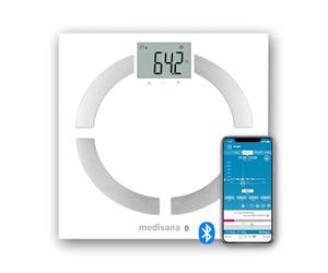 Medisana BS 444 Connect Báscula Analítica Digital de 180 kg, para Medir la Grasa Corporal, el Agua Corporal, la Masa Muscular, el Peso de los Huesos, con App