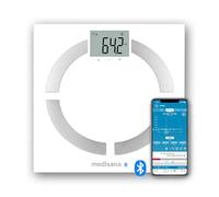 medisana BS 444 connect báscula de análisis corporal, balanza digital | de 180 kg, para medir la grasa corporal, el agua corporal, la masa muscular, el peso de los huesos, con app