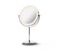 medisana CM 844 espejo cosmético, espejo de maquillaje con luz LED | con aumento, espejo de sobremesa con batería recargable, 2 superficies de espejo giratorias sin y con aumento de 7x