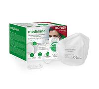 medisana FFP2 mascarilla de protección, RM 100, máscara respiratoria, contra el polvo, 25 piezas empaquetadas individualmente en bolsa de PE con clip - certificado CE2834 - UE 2016/425