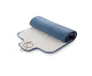 medisana OL 850 manta calefactora de exterior, manta térmica sin cable con 3 niveles de temperatura para viajar, con material suave y esponjoso, enrollable compacta y con bolsa de almacenamiento