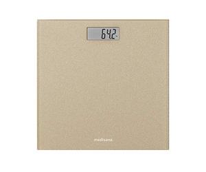 Medisana PS 500 Glitter Báscula de baño digital de hasta 180 kg, de vidrio, pantalla LED invisible, con motivos, interruptor "Step-On" en oro