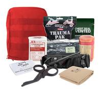 MediTac Kit premium IFAK - Feat. Paquete de trauma, torniquete SOF, sello de pecho ventilado, vendaje israelí, rojo