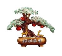 Meditación Adorno de árbol de la fortuna de cristal, árbol del dinero de citrino, decoración for la entrada de la vitrina de vinos del televisor de la sala de estar Sanación(Green)