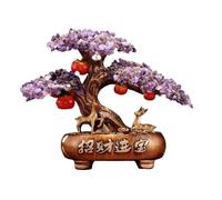 Meditación Adorno de árbol de la fortuna de cristal, árbol del dinero de citrino, decoración for la entrada de la vitrina de vinos del televisor de la sala de estar Sanación(Purple)
