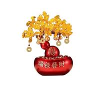 Meditación Adornos Feng Shui for el árbol del dinero con piedras preciosas, artesanías de citrino con lingotes de oro y calabaza de la fortuna Sanación(Red)