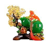 Meditación Árbol de piedras preciosas hecho a mano, decoración de calabaza de cristal, árbol de la vida de cristal de agua Feng Shui, árbol del dinero, bonsái Sanación(Green,Pequeño)
