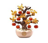 Meditación Árbol del Dinero de Citrino, Decoración de Mesa, Lingote de Oro de la Fortuna, Artesanía for la Prosperidad en el Hogar Sanación(Beige)
