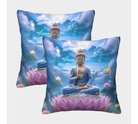 Meditación Buda, Arte Espiritual Sereno Funda Almohada 3D Personalizada con Diseño, Transpirable Y Lavable, Cumpleaños, Navidad Y Madres 40x40cm