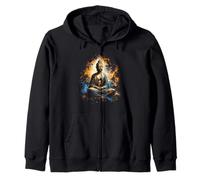Meditación de Buda, Arte Espiritual Zen con Salpicaduras envejecidas Sudadera con Capucha