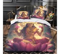 Meditación de la Diosa Divina Funda de Edredón de poliéster 3 Piezas Diseño 3D Cremallera Oculta incluye Fundas de Almohada Transpirable espiritual Funda Edredon for niños y niñas Single（135x200cm）