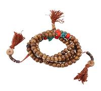 Meditación de oración budista tibetana Rosario Rosario Hueso de oración budista tibetana Pulsera de estiramiento budista Pulsera de Buda Collar hecho a mano Oración de budista Mala cuentas