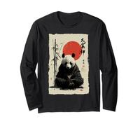 Meditación de Pintura de Tinta Sumi-e Japonesa con Oso Panda Zen Manga Larga