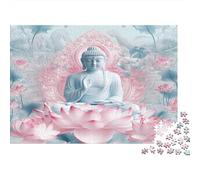Meditación Entre lotos Rosados Puzzle de 1000 Piezas para Adultos Puzzle de Papel Juego para Toda la Familia Actividad Relajante Decoración Hogar Regalo 52x38cm 1000pcs