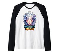 Meditación Lunar Mindfulness Lunar Bienestar Espiritual Camiseta Manga Raglan