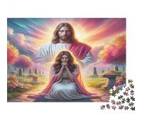 Meditación Oración Rompecabezas de 1000 Piezas de Papel Adultos Ejercicio Mental Papel Grueso Educativo Relajante Escena Oración para Decorar Hogar 38x26cm/1000pcs