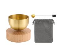 Meditación para baño de sonido: colección de cuencos tibetanos holísticos con pequeña base de madera, herramienta de curación para la relajación Zen | Mesa de estudio de conciencia d
