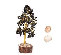 Meditación Reiki Sanación espiritual Decoración de mesa Gloden Wire Ágata negra Árbol Feng Shui Regalo Vastu Decoración de mesa Árbol con rosa Desierto Selenita/Cubo Selenita-Blessfull Healing