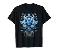 Meditación Sereno Lotus Flor Hombre Loto Azul Camiseta