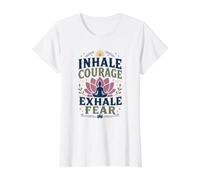 Meditación Yoga Inhale Courage Pilates Sport Zen-Yoga Camiseta gráfica económica, Mujer, Blanco, XL