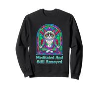 Meditado Y Todavía Molesto Gato De Yoga Gruñón Geométrico Sudadera