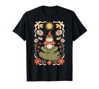 Meditando Rana Bruja Cottagecore Floral Naturaleza Camiseta