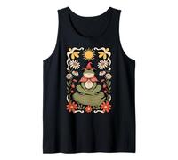 Meditando Rana Bruja Cottagecore Floral Naturaleza Camiseta sin Mangas