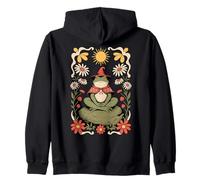 Meditando Rana Bruja Cottagecore Floral Naturaleza Sudadera con Capucha