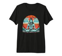 Meditando Shiva Vintage Sunset Empoderando Yoga Meditación Camiseta Premium