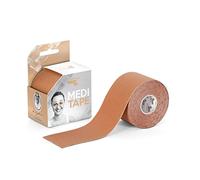 MediTape (beige) para deportes y uso diario (5 m), cinta kinesiológica sin látex con 150% elasticidad, transpirable e impermeable Physio & Kinesio Tape - Sporttape