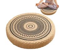Meditation Cushion, Round Straw Weave Floor Pillow, 15,75 x 15,74 x 3,16 pulgadas Boho Accent Seating, Natural Handwoven Cushion for Yoga, Livingroom, Outdoor, Fireplace and Relaxation