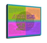 Meditation Space Decor - Four Agreements Inspired Motivational Poster Set on Canvas - Personal Development Wall Art for Office(Unframed,12x18inch(30x45cm))