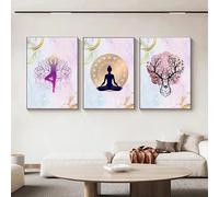Meditation Yoga Natarajasana Mandala Art Posters Canvas Painting Prints Wall Prints Pictures Yoga Room Home Decor(70x100cmx3/internal frame)