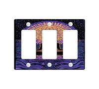 Meditative - Placa de cubierta para interruptor de luz, diseño de mandala violeta para decoración del hogar, placas de pared termoplásticas, tamaño estándar de 3 bandas