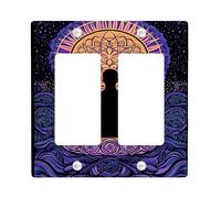 Meditative - Placas de cubierta para interruptor de luz, diseño de mandala violeta para decoración del hogar, placas de pared termoplásticas, tamaño estándar doble basculante