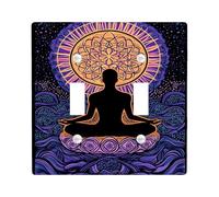 Meditative - Placas de cubierta para interruptor de luz, diseño de mandala violeta para decoración del hogar, placas de pared termoplásticas, tamaño estándar, doble palanca