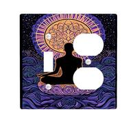 Meditative - Placas de cubierta para interruptor de luz, diseño de mandala violeta para decoración del hogar, placas de pared termoplásticas, tamaño estándar dúplex