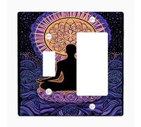 Meditative - Placas de cubierta para interruptor de luz, diseño de mandala violeta para decoración del hogar, placas de pared termoplásticas, balancín de palanca de tamaño estándar